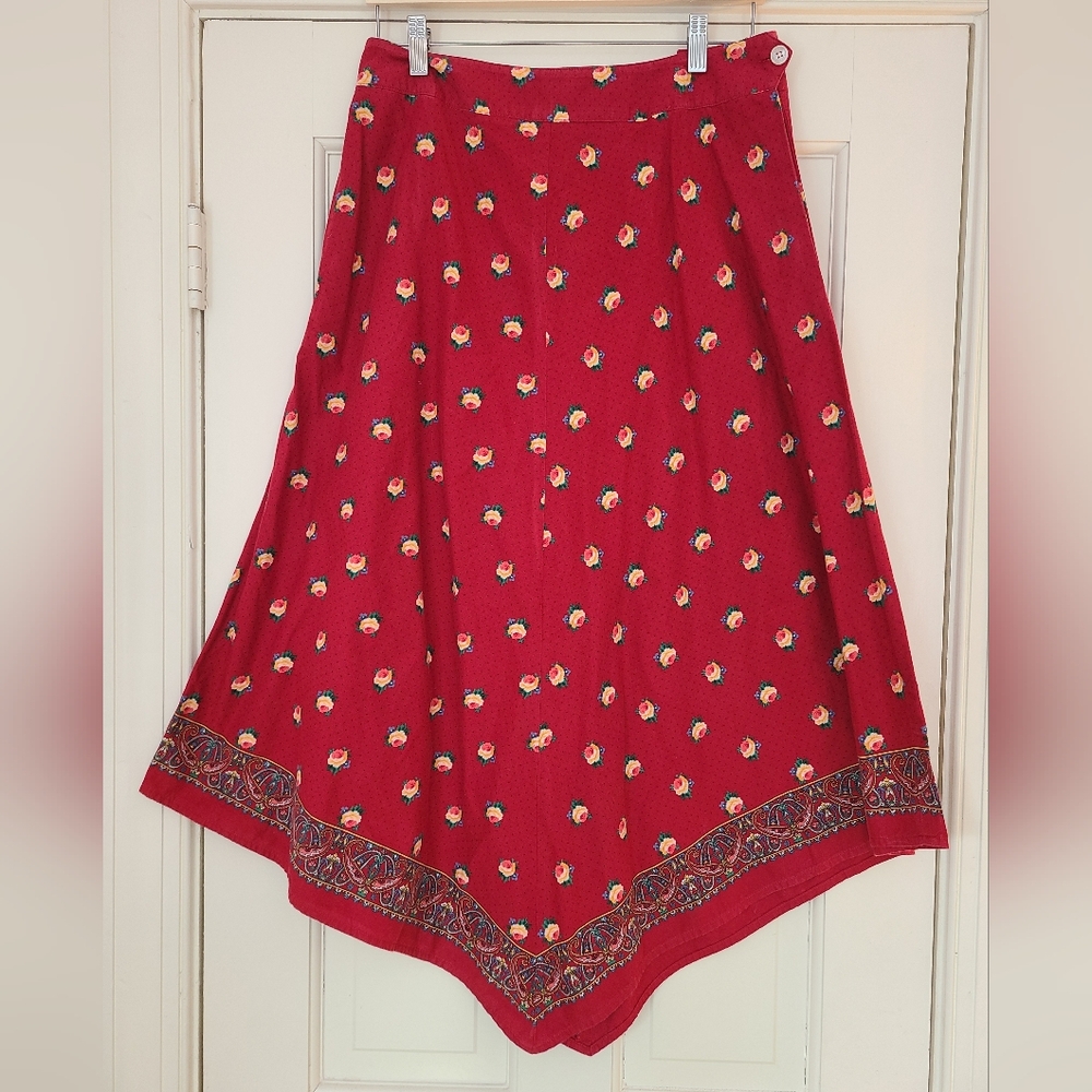 Ralph Lauren Red Patterned A-Line Skirt